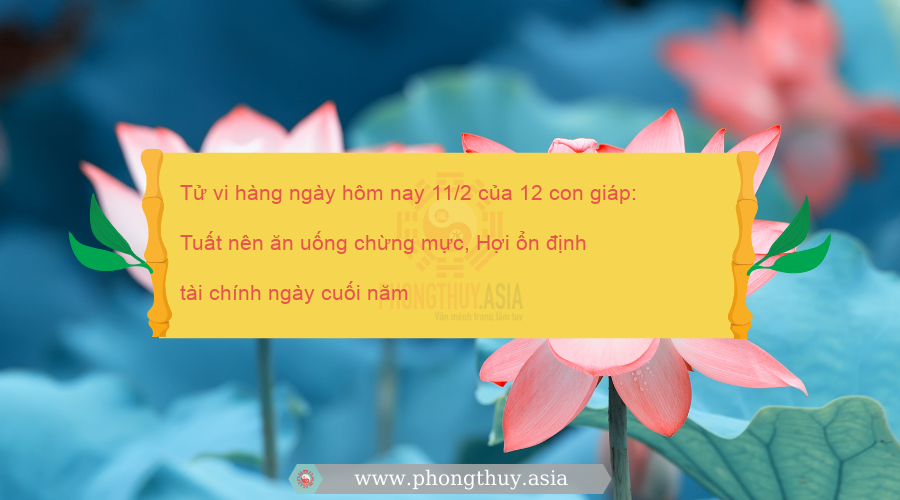 Tử vi hàng ngày hôm nay 11/2 của 12 con giáp: Tuất nên ăn uống chừng mực, Hợi ổn định tài chính ngày cuối năm