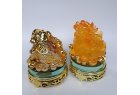 Combo cóc ba chân (Thiềm thừ) và Tỳ hưu phong thủy để bàn - trấn trạch,chiêu tài lộc, cao 15cm (vàng)