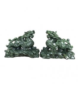 Cặp Tượng Đá Trang Trí Tỳ Hưu Phong Thủy - Màu Xanh Lục Bích
